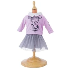 CERISE & CAPUCINE VETEMENT POUPEE 42 CM ENSEMBLE T-SHIRT ROSE ET JUPE GRISE - ONE WORLD ONE FUTURE